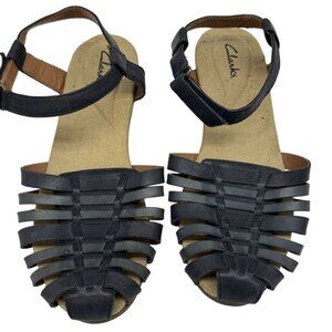 Clarks Womens Jaina Canary Huarache Sandals 8.5W Navy Slingback Leather Strappy